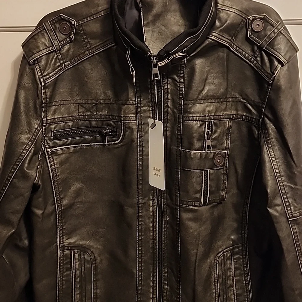 Faux Leather Jacket in Dark Gray - Picture 5 of 8